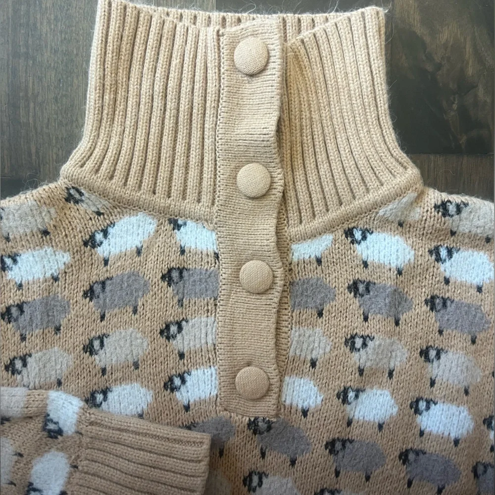 ZARA - Sheep Sweater Button Up / Turtleneck / Polo. Literally the cutest! - Picture 5 of 9